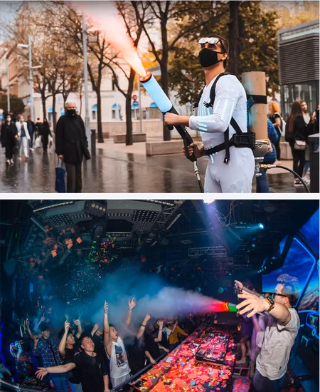 50W CO2 Luminosa Discoteca Efeitos Especiais Props LED Arma de Coluna de Gás Dióxido de Carbono